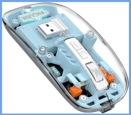 F-Mouse M133 Transparent Bluetooth Mouse and Wireless Type C Rechargeable Mouse