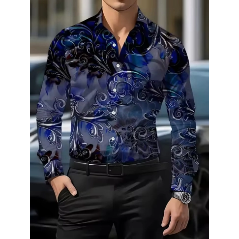 Fashionable Men's Striped Long Sleeve Shirt Casual Button Vintage Spring Autumn Cowboy Western Long Sleeve Shirt