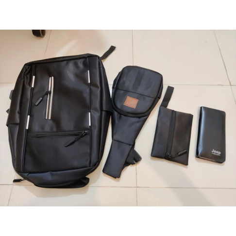 4PCS Combo Pack Men's Casual Waterproof Laptop Backpack Set College & Computer Bag - Nasmik