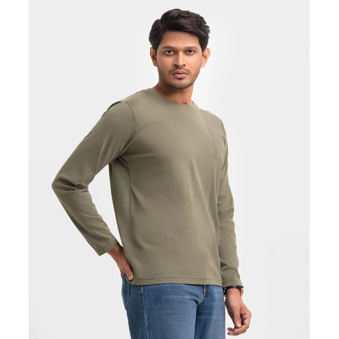 Green Cotton Long Sleeve T-shirt