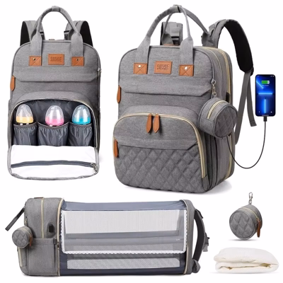 Diaper Bag Backpack Foldable Baby Bed Waterproof