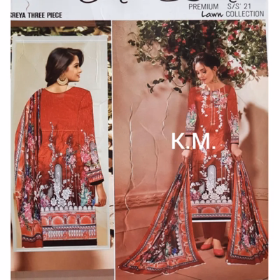 Pakistani Lawn Unstitched Three Piece Party Dresses (3 Piece)