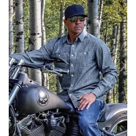 Dubinik® Chambray Shirt Men Long Sleeve Cotton Work Shirts with 2 Pockets Casual Button Down